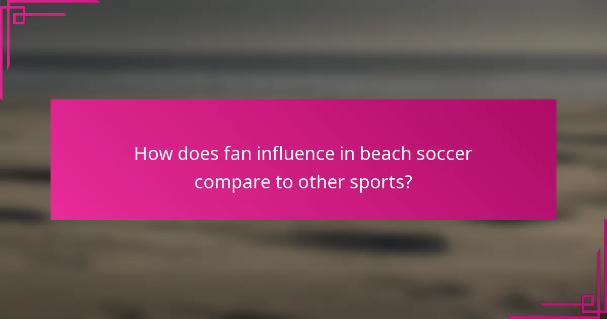 How does fan influence in beach soccer compare to other sports?