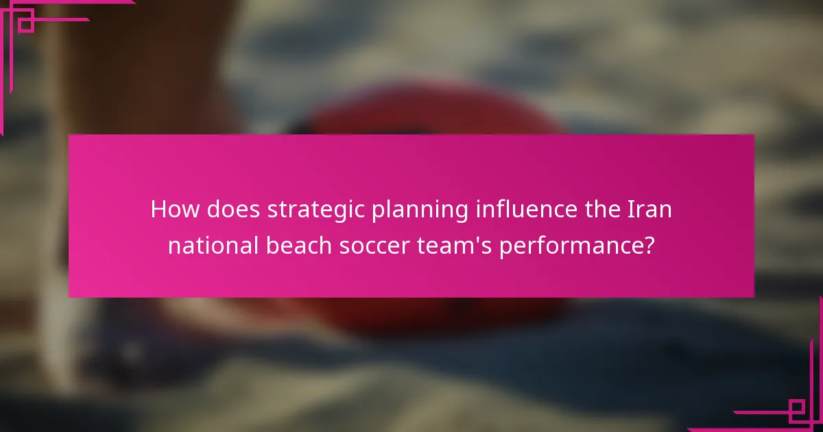 How does strategic planning influence the Iran national beach soccer team's performance?